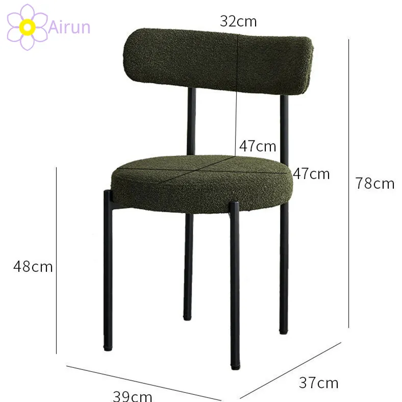 Modern Nordic Home Furniture White Fabric Accent Black Metal Leg Cafe Comfortable Upholstered Velvet Makeup Restaurant Dining Chair for Kitchen Living Room