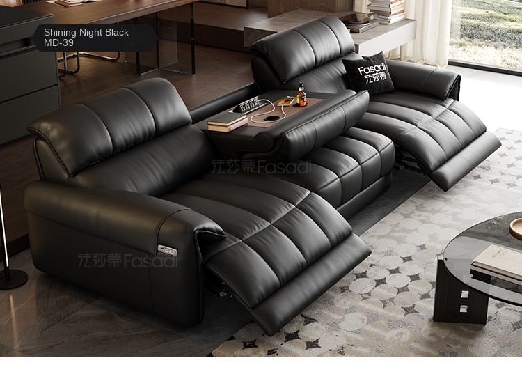 Modern Genuine Leather Recliners Set 8