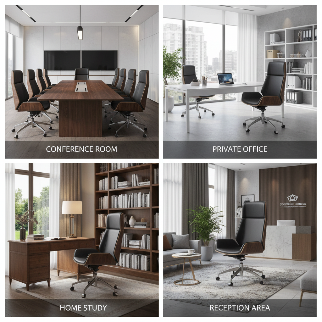 Office Luxury Executive Swivel Chair High Back Genuine Leather Adjustable Height