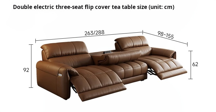 Modern Genuine Leather Recliners Set Details 2