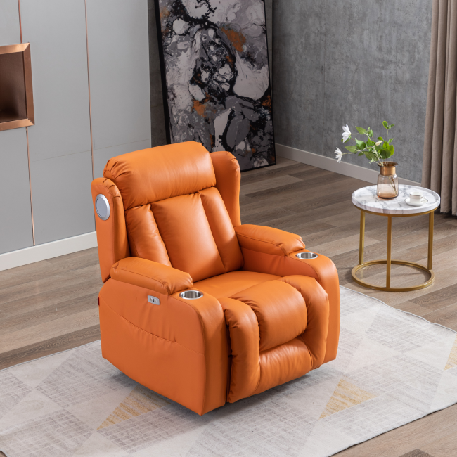 Custom Luxury Quality Smart Home High Back Massage Leather Recliner Sofa Swivel Rocking Recliner Chair With Cup Holder