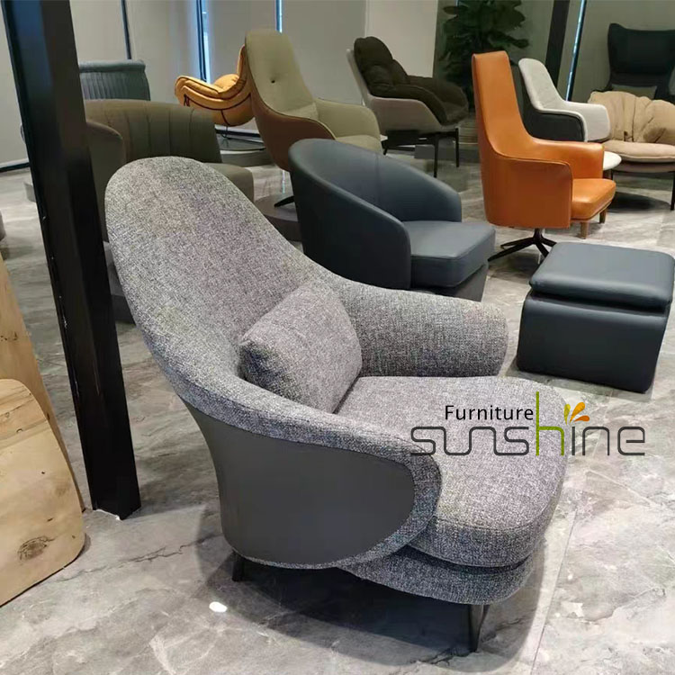 Modern Fabric Lounge Chair with Footrest for Home Office Bedroom Apartment Hotel-for Leisure Contemporary Accent for Living Room