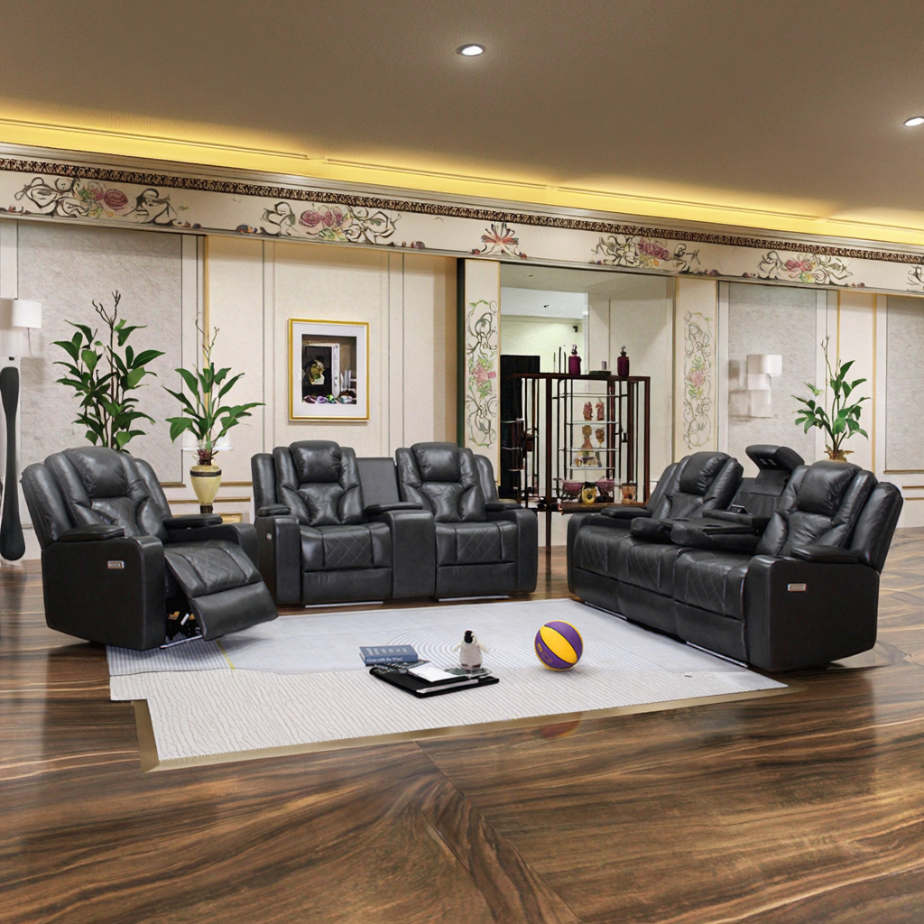 New Design Air Leather Sofa Modern Ergonomic Design Power Recliner Sofa Set Living Room Sectional Sofa For Hotel Home Theater