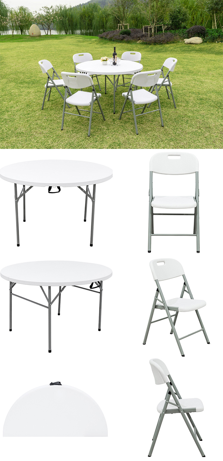 4FT Round Fold-in-half Table set display 1