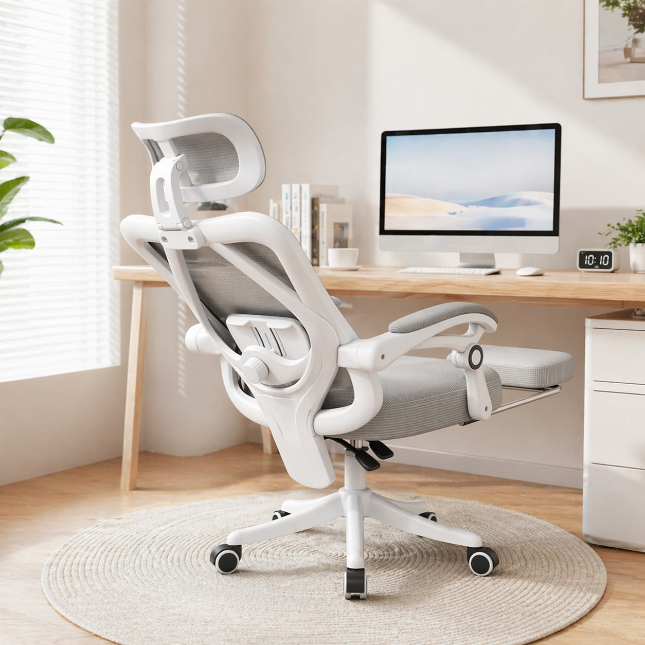 Ergonomic Computer Office Boss Gaming Study Reclining Chair With Armrest Modern Minimalism Design Mesh Backrest