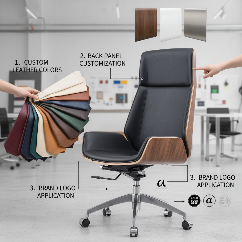 Office Luxury Executive Swivel Chair High Back Genuine Leather Adjustable Height