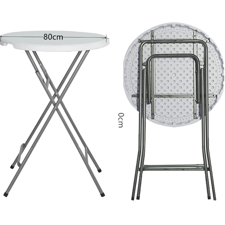 Hitree Wholesale 32 Inch High Height Cocktail Round Folding HDPE Plastic Table Event White For Outdoor Parties
