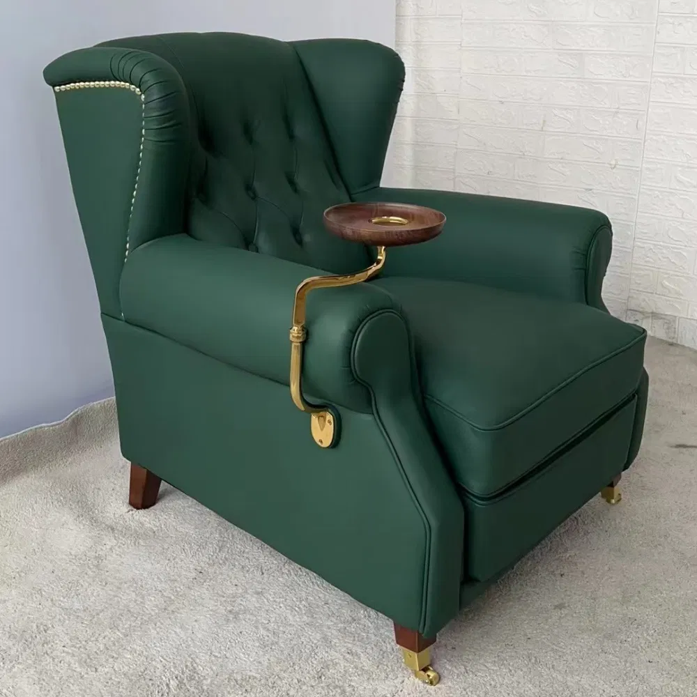 Accent Chairs with Gold Bar Room Genuine Leather Lounge Arm Chair MID Century Modern Accent Chair