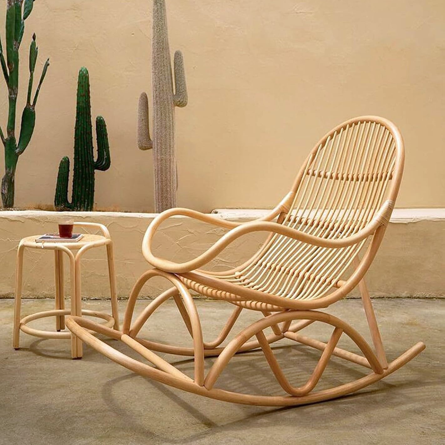 Top rated rattan recliner seating for lounge living room natural rocking chair glider chairs