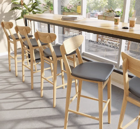 Modern Style Restaurant Bar Furniture Wooden Bar Dining Table and Chair Set Style for Fast Food Coffee Shop Hotel Canteen Using