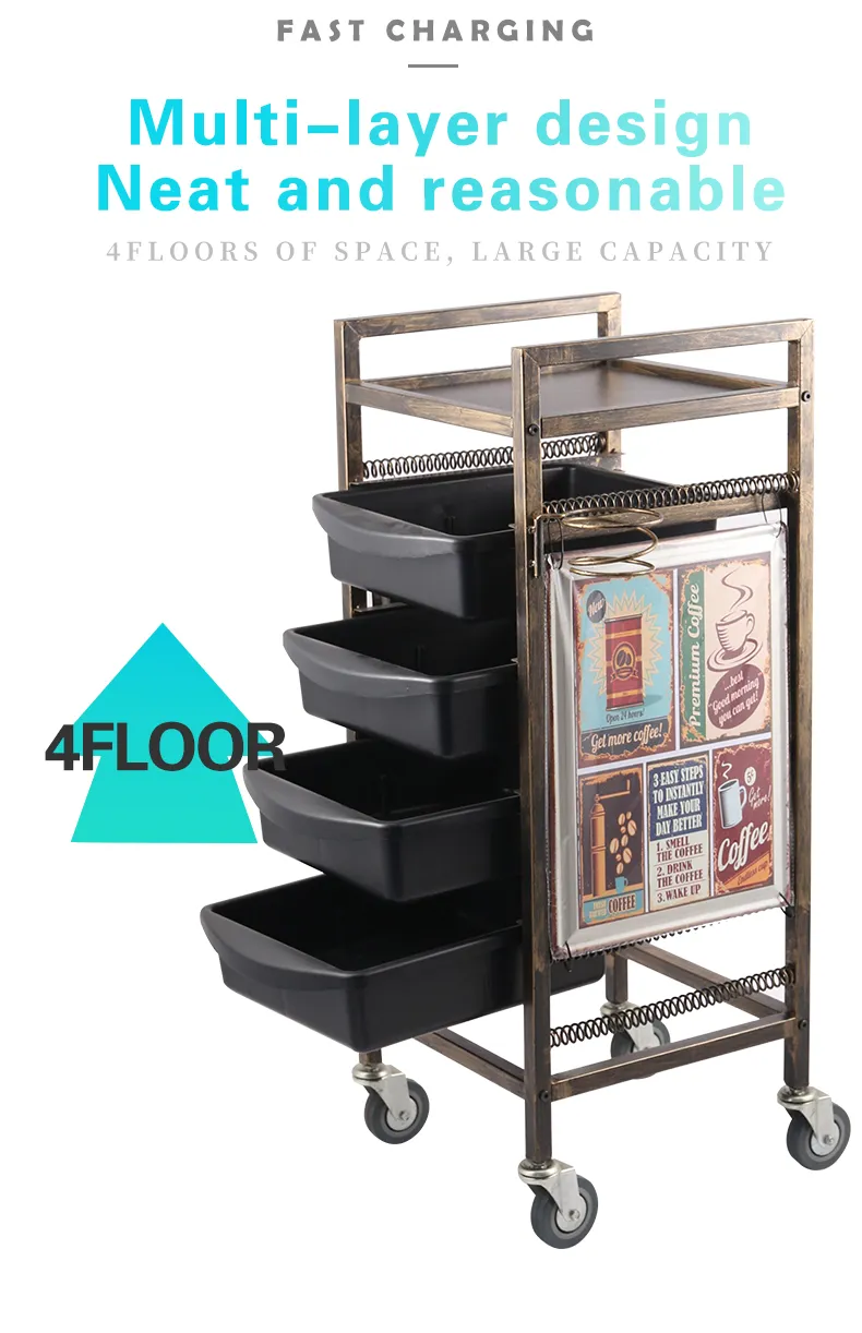 Stylish Rolling Bar Cart with Wine Rack and Glass Holder