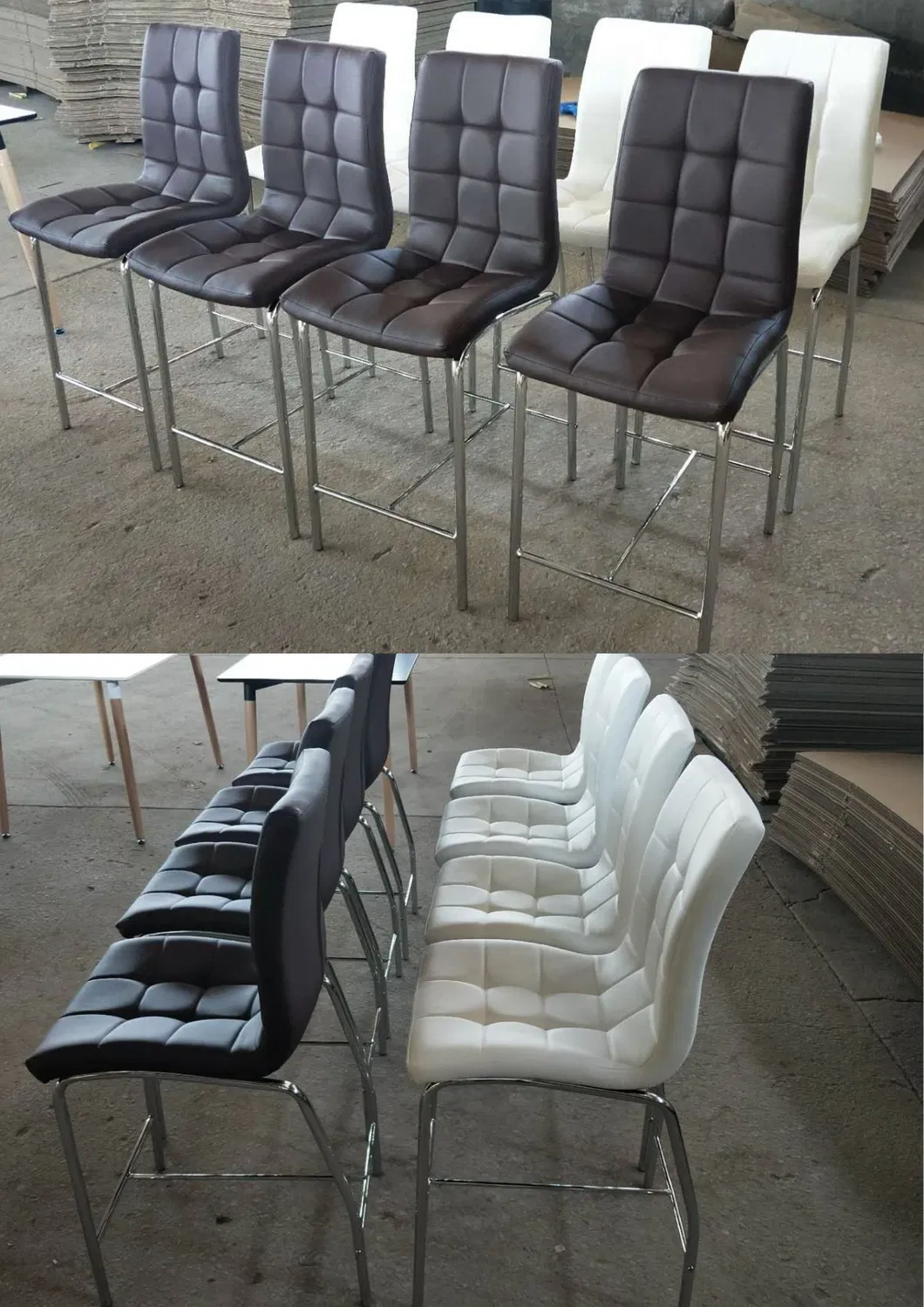 Black High Chair Soft PU Seat and Back Bar Stool Structure