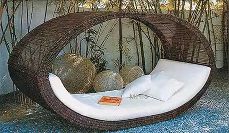 Garden Leisure Chairs Furniture Aluminium Frame Rattan Outdoor Daybed