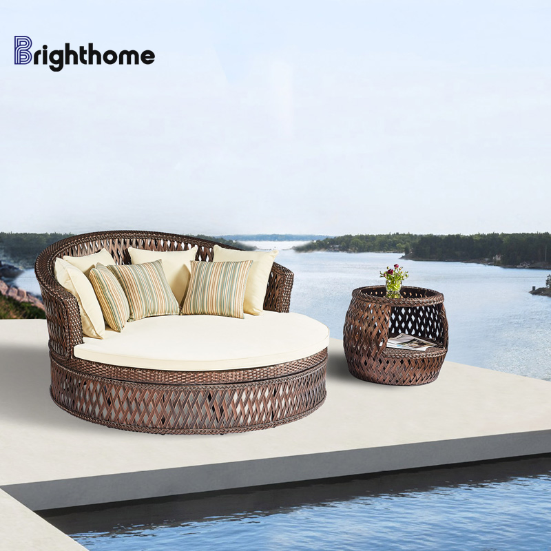 Modern Garden Patio Rattan Aluminum Sun Lounge Outdoor Daybed