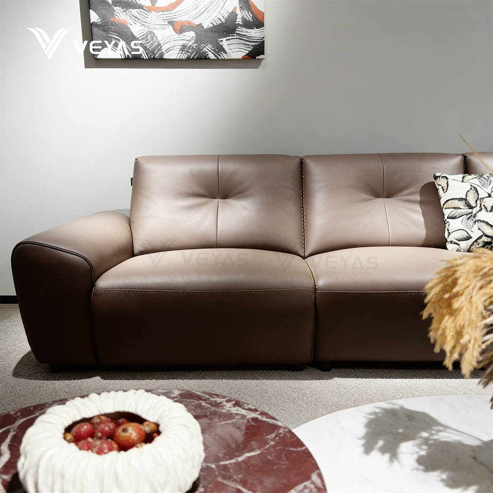 Latest MOQ 1 Urban Tan Genuine Leather Modern Electric 3 Seater Firm L-Shape Chaise Lounge Sofa Chair Remote Control for Living