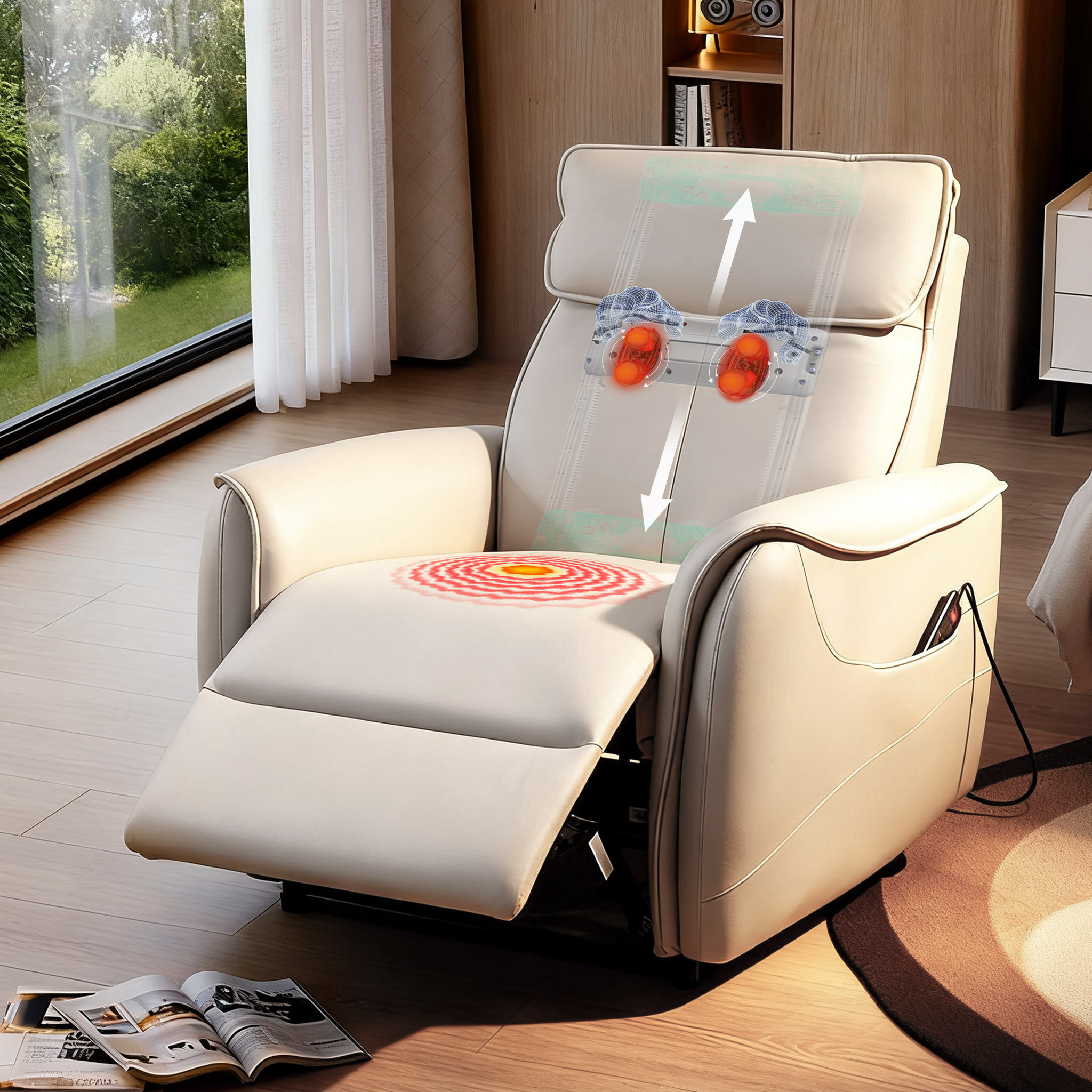 Modern Living Room Lazy Sofa Electric Single Lounge Leather Swivel Rocking Home Cinema Massage Recliner Massage Sofa Chair
