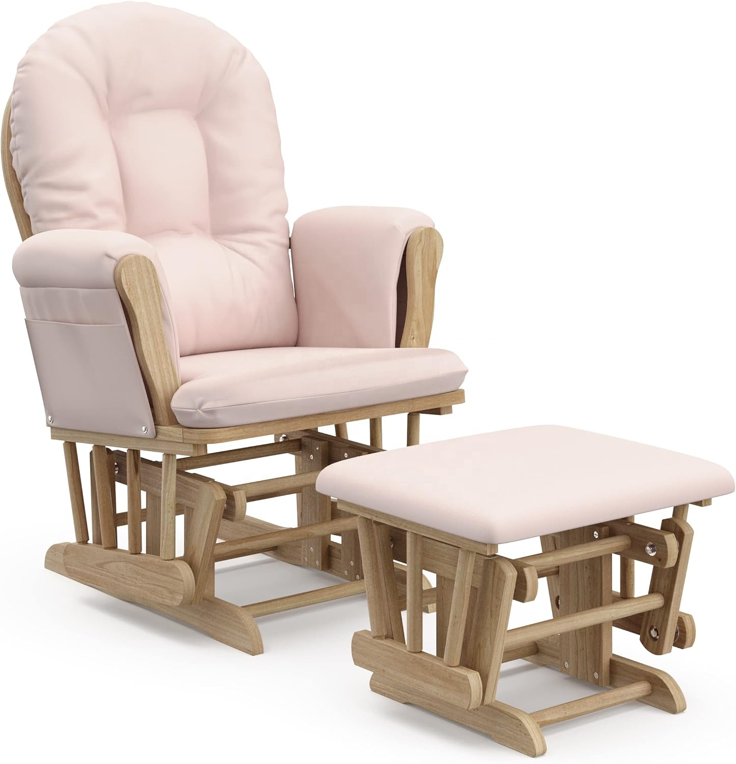 HE-1309 Manufactory Rocking Nursery Chair Solid Wooden Glider Ottoman Chair Glider Rocker Chair with Ottoman