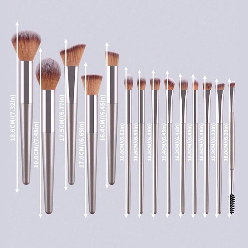 14PCS Metal Handle Synthetic Fibre Bristles Makeup Brush Set Full-face &amp; Eye Brushes Customizable Brand High-end Beauty Tools