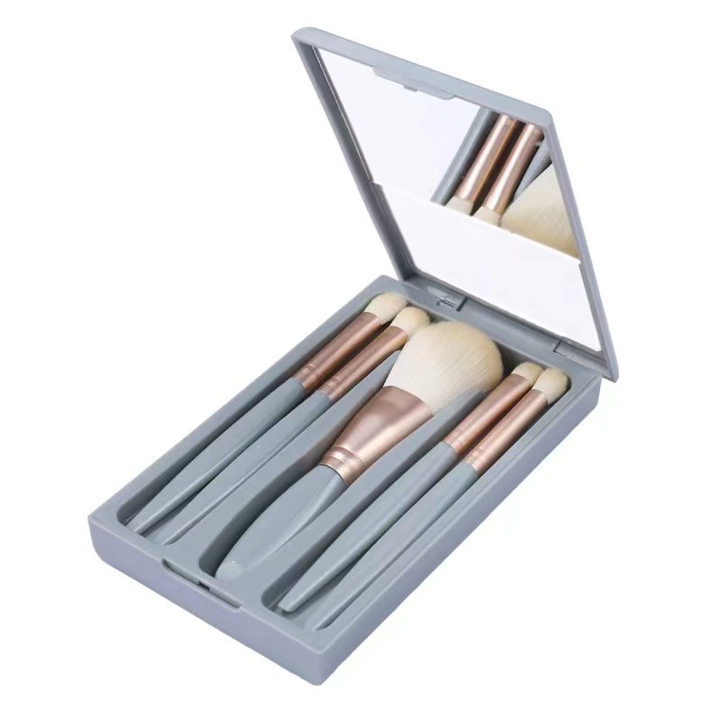 5pcs Travel Portable with Mirror Multi-function Loose pink Brushes Set Professional Beauty Tools Brush with Package
