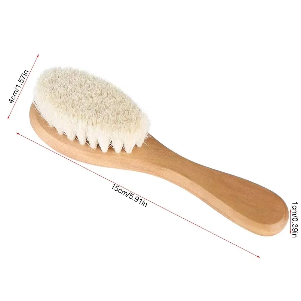 Custom Natural Wool Brush Wooden Baby Hair Brush Detail 7