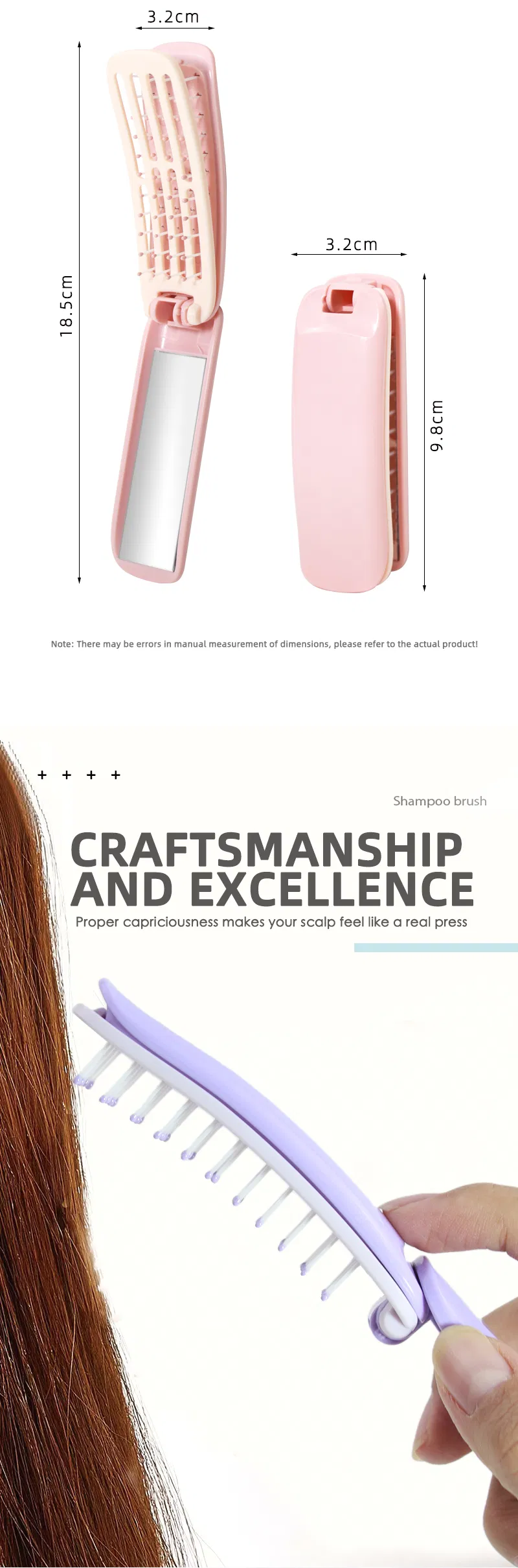 Travel Hair Brush with Mirror