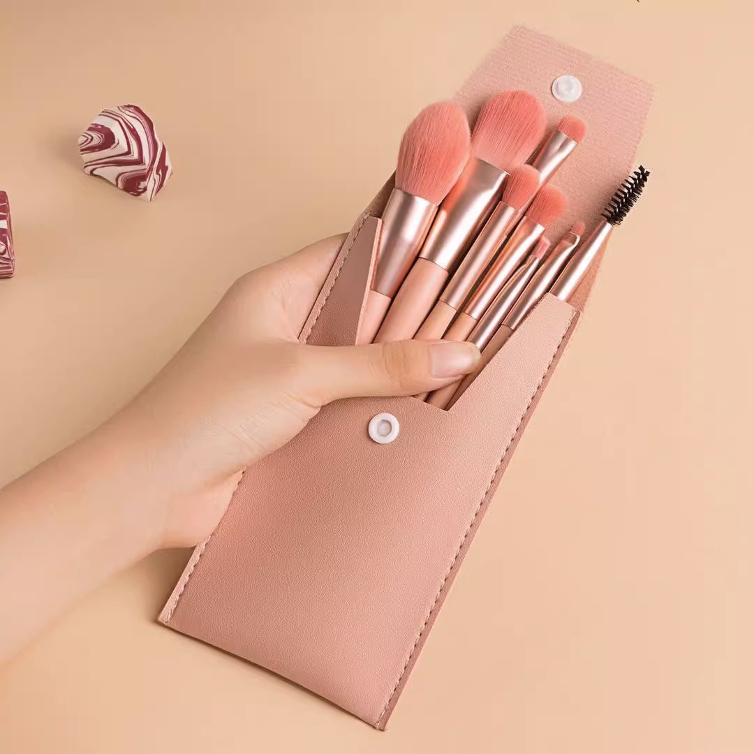 Wholesale Professional 8Pcs Travel Mini Makeup Brush With PU Bag