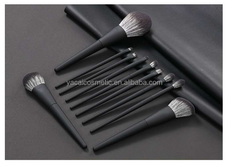 High Quality Professional 10pcs Black Makeup Brush Set Wood Handle Face Powder Foundation Shadow Concealer Makeup Brushes