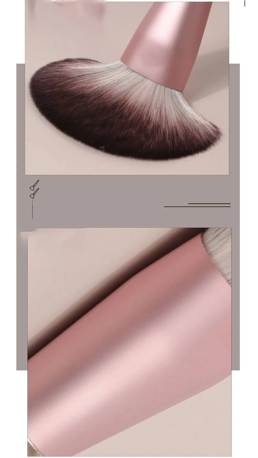 Beautichen 9PCS Taupe Little Pudding Makeup Brush Set - Violet &amp; Poppy Beginner-Friendly Full Kit, Plush Eyeshadow/Contour/Blush Brushes