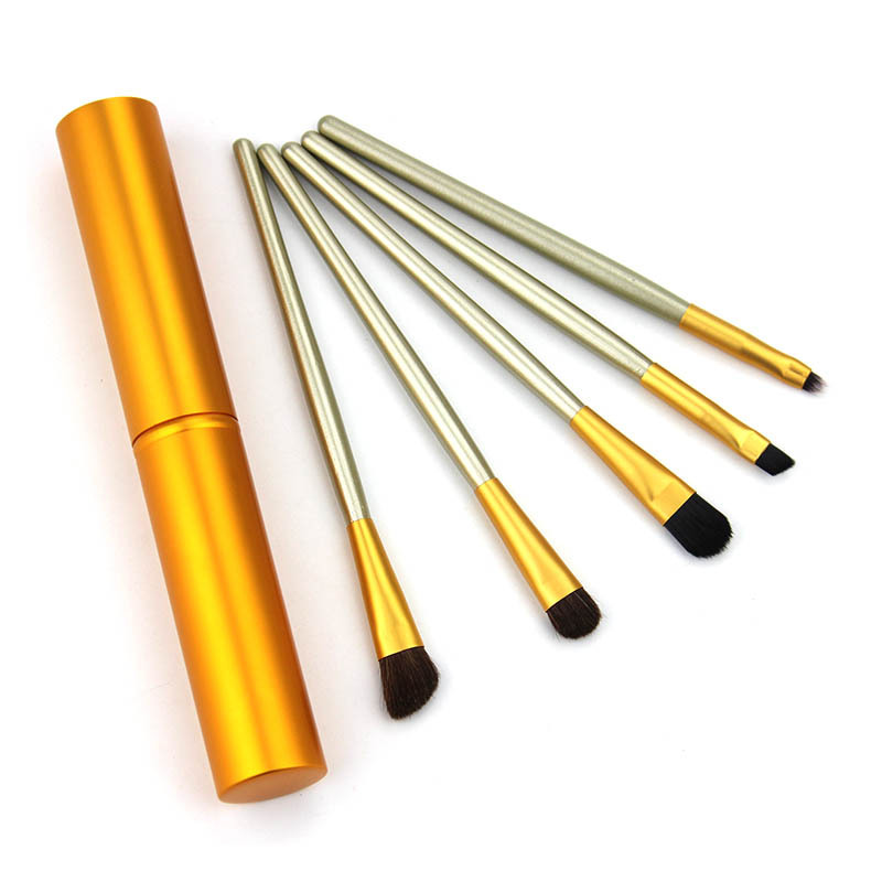 5pcs/set Eye Makeup Brushes Set Eyeshadow Eye Liner Shadow Lip Brushes Kit Pony Hair Face Makeup Tool Tube Holder 4 Colors