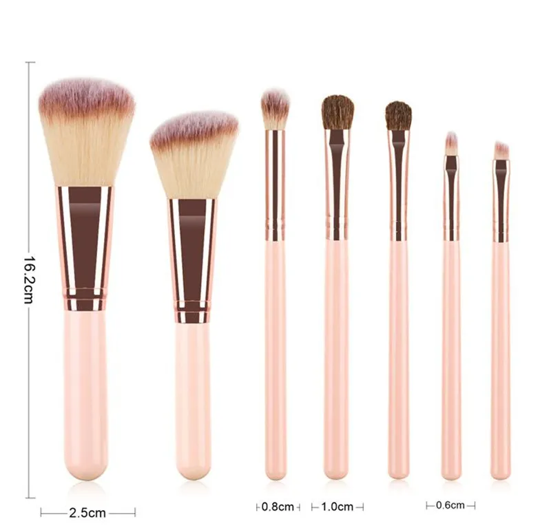 Makeup Your Own Brand 7PCS Makeup Brush Wooden Handle Vegan Cosmetics Brush Set with Box