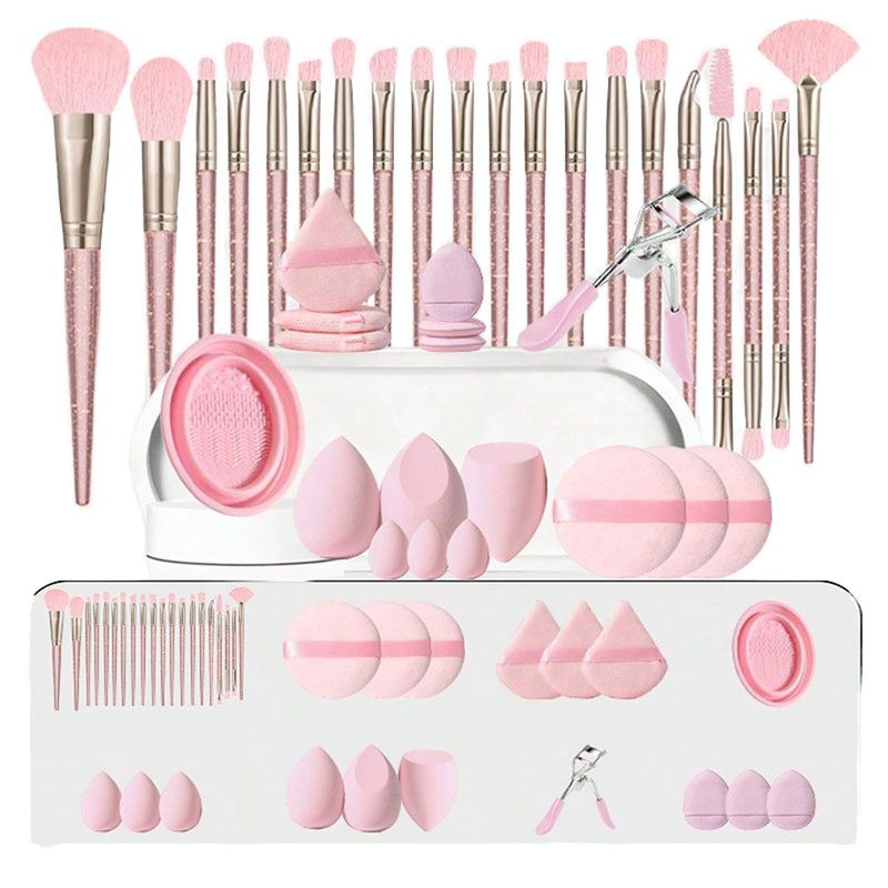 20-Piece Professional Large Combination Facial Cleansing Eyeshadow Blush Makeup Brush Set with Eyeliner Eyebrow Pencil for Face