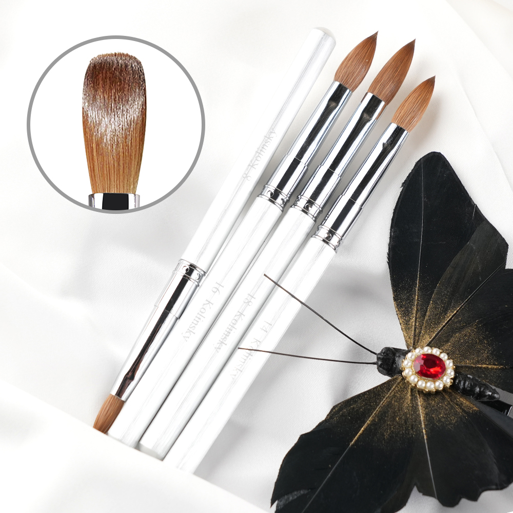 Nail Brush 100% Kolinsky Metal Handle Silicone Art Dotting Nail Brush Set Painting UV Gel Nail at Liner Brush Nagelburste