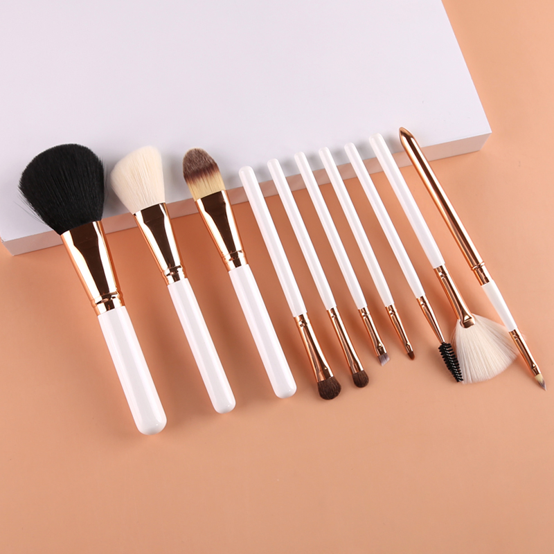 New Trending 10PCS Synthetic Kabuki Cosmetics Foundation Blending Blush Eyeliner Face Powder Makeup Brush Set
