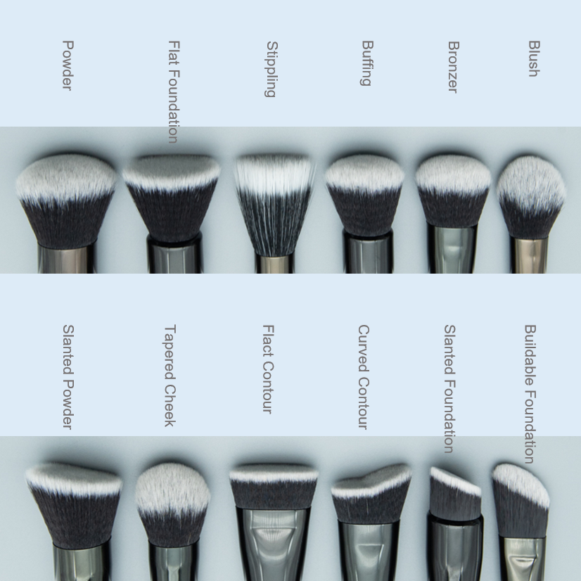 12-Piece Makeup Brush Set with Black White Fiber Black Wood Handle for Permanent Makeup Training Tool