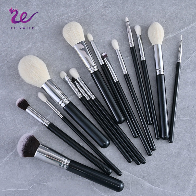 Lilywild Private Label Silver 10pcs Makeup Brush High End Make up Brush Unbranded Makeup Brush Set With Bag
