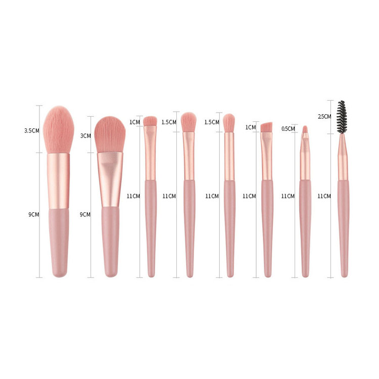 Professional 8-Piece Face Makeup Brush Set with Plastic Handles and Soft Synthetic Hair for Eye Shadow Application