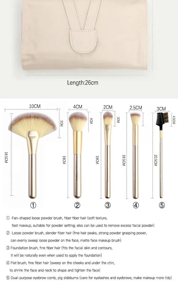 24 PCS Gold Soft Synthetic Hair Eyeliner Blending Eyebrow Brush Mascara Brush Cosmetic Beauty Makeup Brush Set