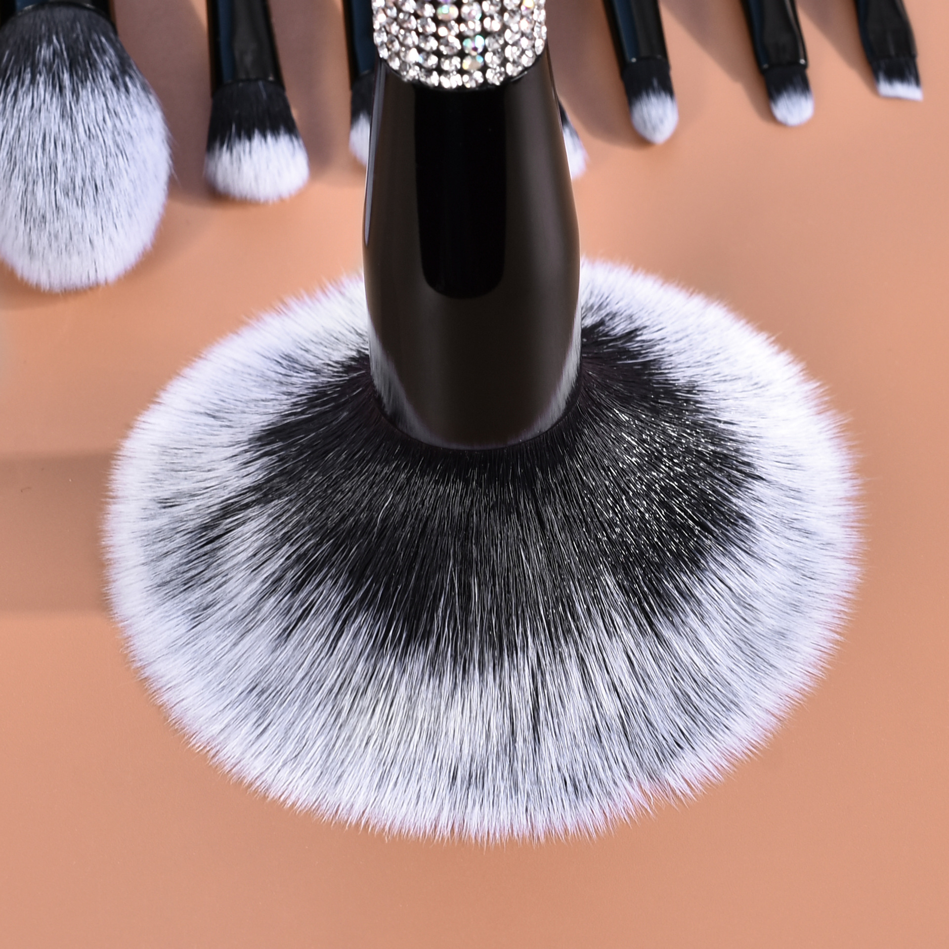Private Label Black Sparkling Makeup Brush Set 10-Piece Collection
