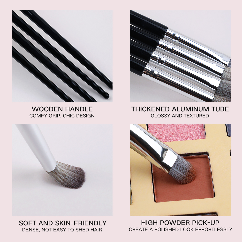 Wholesale 7-pieces in One Custom logo Eco-friendly Wooden Handle Powder Foundation Eyeshadow Makeup Brush Set