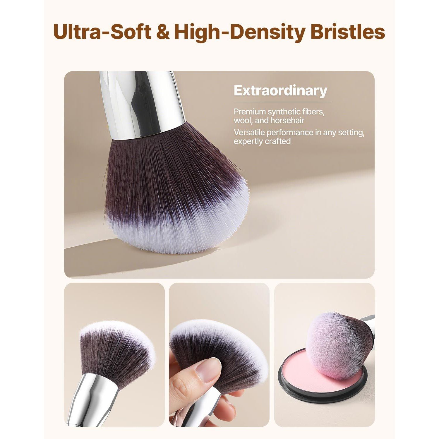34 Pcs Soft Bristle Makeup Brush Set Foundation Blending Eyeshadow Face And Eyes Tools