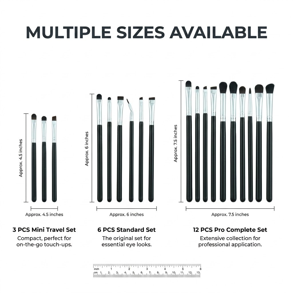 6 Pcs Eye Makeup Brush Set Synthetic Hair Eyeshadow Blending Eyeliner Crease Shader Brushes Vegan Makeup Tools