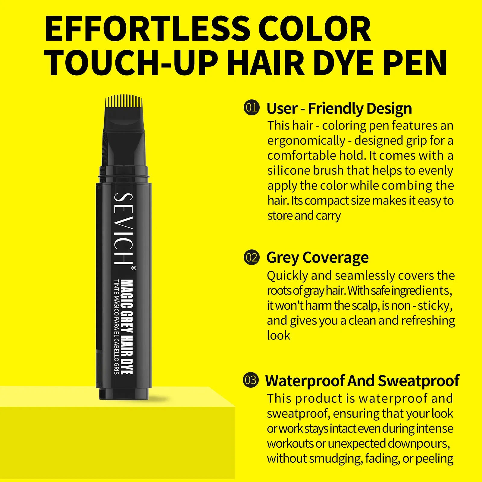 20ml Magic Grey Hair Concealer OEM Natural Olive Oil Root Touch up Black Hair Dye Color Brush Pen for Hair Loss