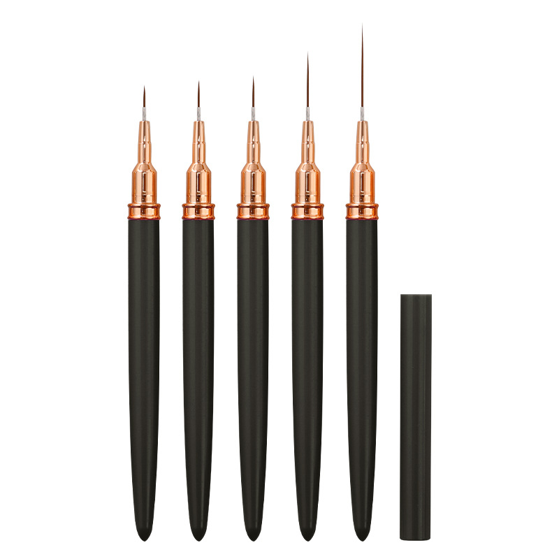 Hot Sale Nail Tech Art Brushes 5pcs Nylon Hair Nail Painting Pen Brush Professional Nail Liner Brushes Sets