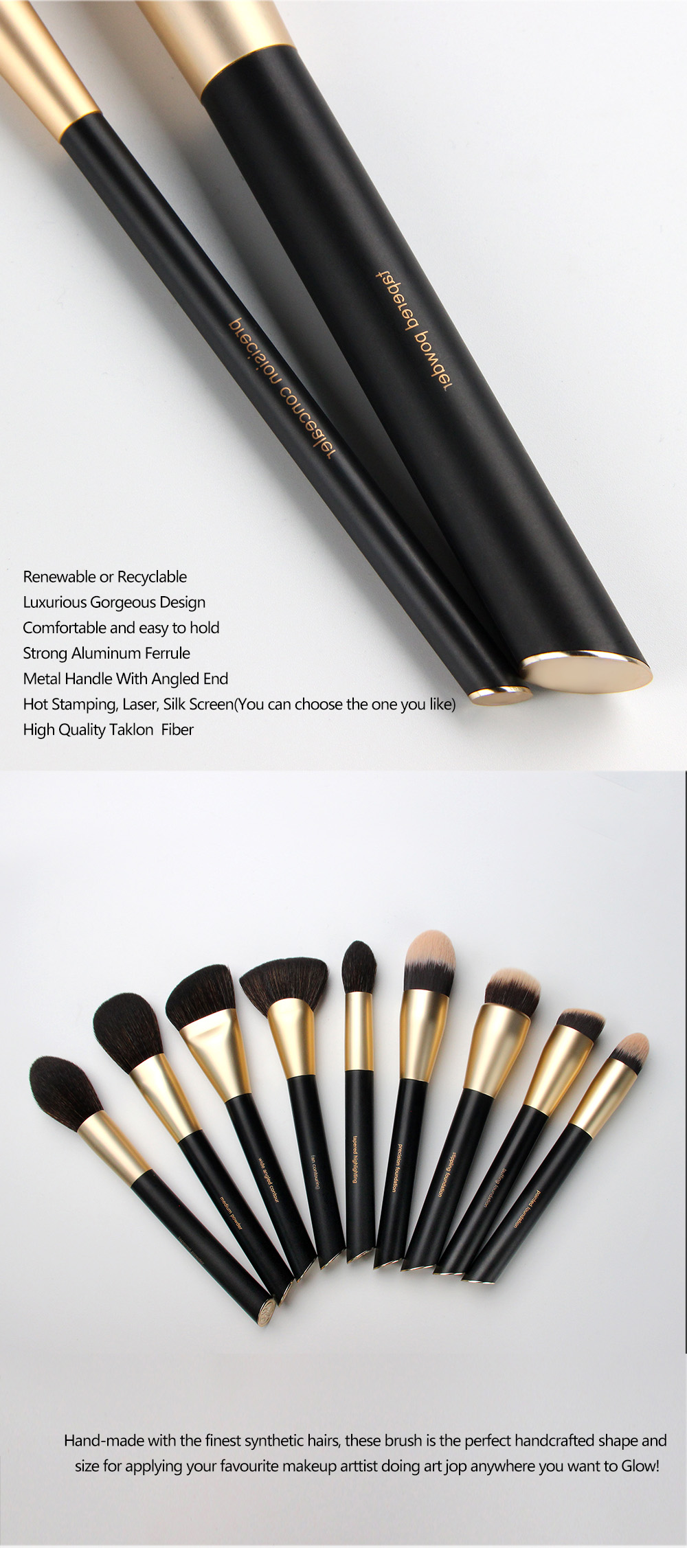 Pro Black Gold 22 Pcs Makeup Brush Set Powder Foundation Cosmetic Tool Set Pinceaux De Maquillage Custom Private Label