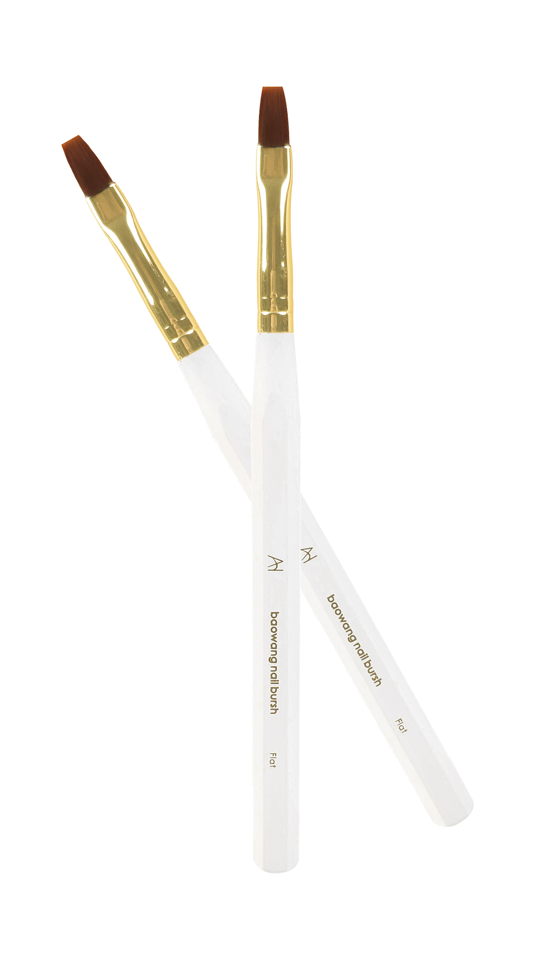 High Quality BAOWANG Brand Customized OEM White Hexagon Handle Nail Art Brush Set Professional Nail Art Tools Nylon Bristles UV