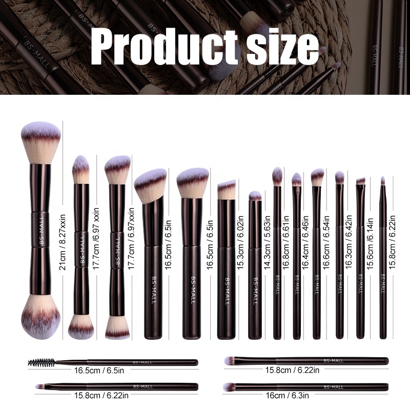 Professional Double Ended Makeup Brush Set Custom Logo Vegan Multi Functional Cosmetic Tools Foundation Powder Brushes Wholesale