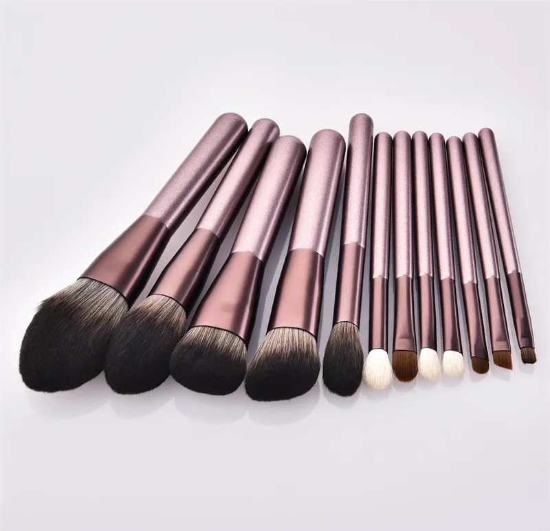 12PCS Vegan Makeup Cosmetic Brush Set with Folding Bag