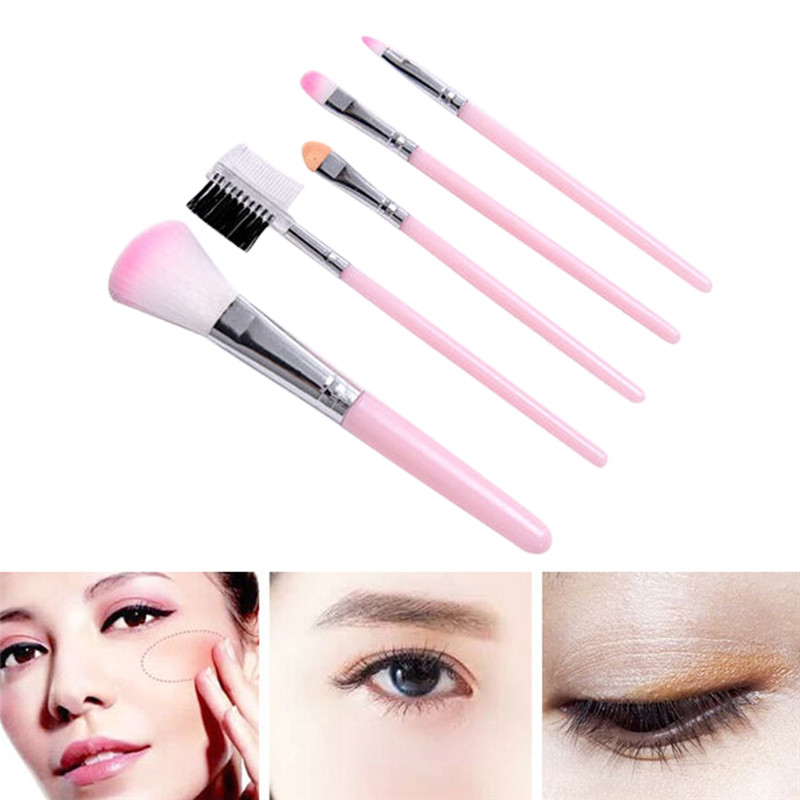 5pcs/set Professional Pink Makeup Brushes Set Smudge Eyeshadow Eyeliner Eyebrow Brush Lip Make up Brush Kit
