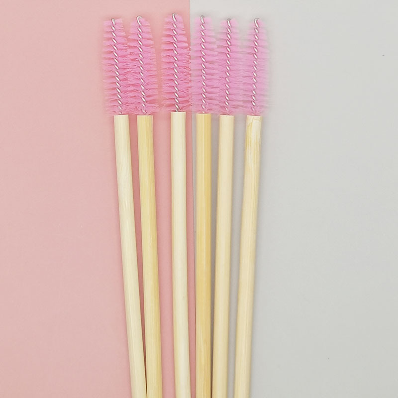 50 Pack Disposable Eco-friendly Biodegradable Bamboo Handle Mascara Makeup Brushes