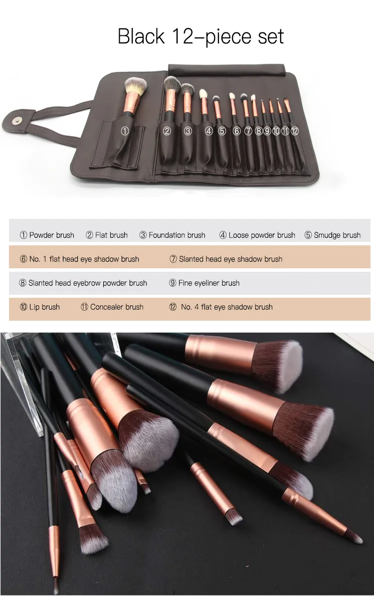 24 PCS Gold Soft Synthetic Hair Eyeliner Blending Eyebrow Brush Mascara Brush Cosmetic Beauty Makeup Brush Set